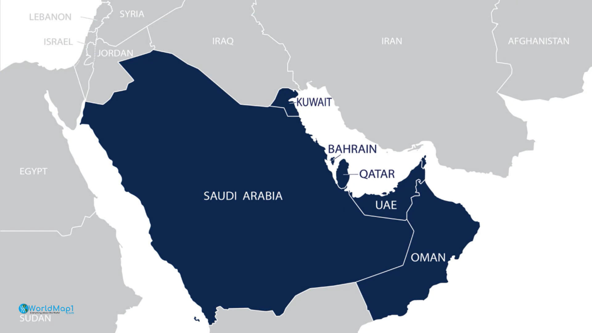 Qatar Map with Gulf Countries